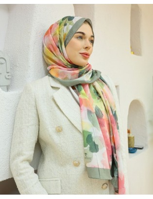 Desenay Çiçek Desenli Kraş Şal Kaymaz, Terletmeyen, Nefes Alan Hafif Şal 01