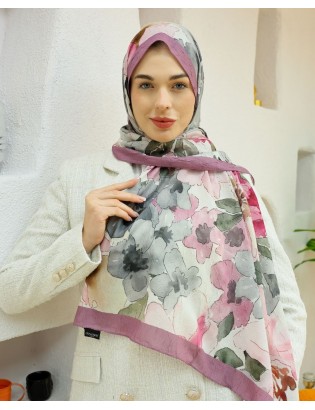Desenay Çiçek Desenli Kraş Şal Kaymaz, Terletmeyen, Nefes Alan Hafif Şal 05