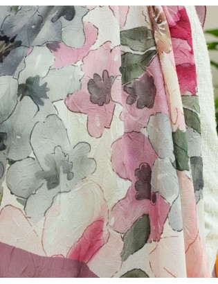 Desenay Çiçek Desenli Kraş Şal Kaymaz, Terletmeyen, Nefes Alan Hafif Şal 05