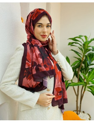 Desenay Çiçek Desenli Kraş Şal Kaymaz, Terletmeyen, Nefes Alan Hafif Şal 06