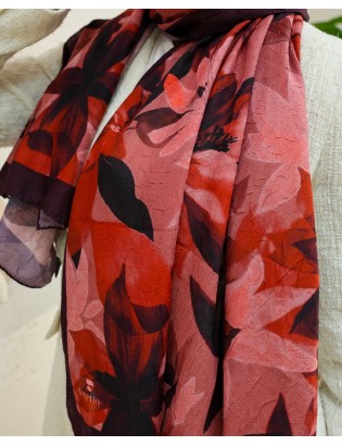 Desenay Çiçek Desenli Kraş Şal Kaymaz, Terletmeyen, Nefes Alan Hafif Şal 06