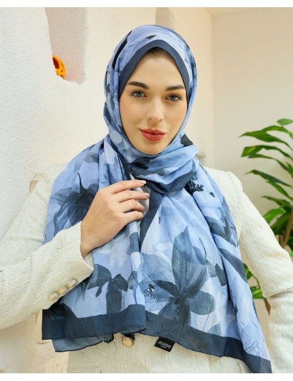 Desenay Çiçek Desenli Kraş Şal Kaymaz, Terletmeyen, Nefes Alan Hafif Şal 08